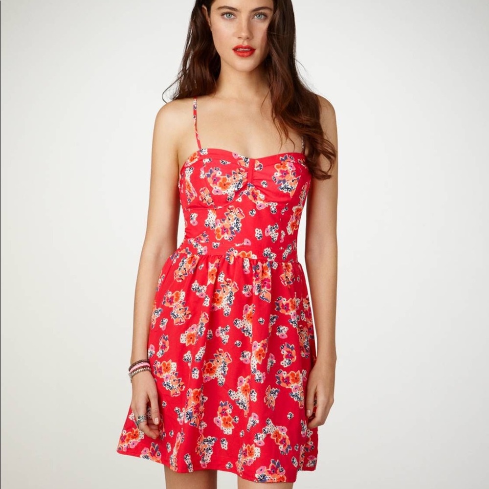 AE Red Floral Corset Dress